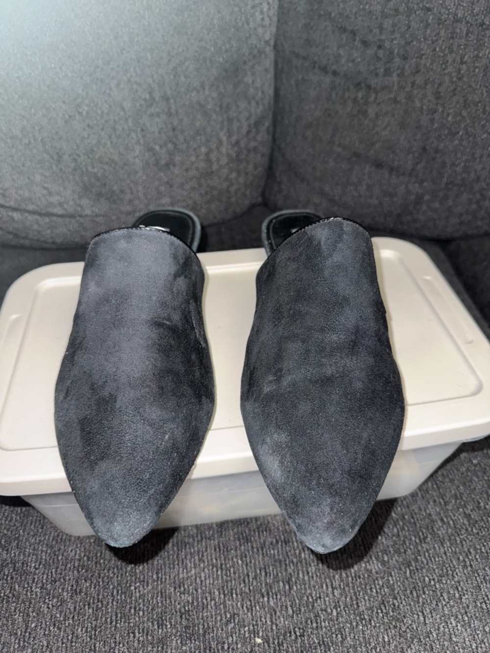 Nine West Black Suede Pointed Toe Mules